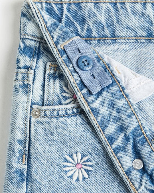 Light Blue Full Embroidered Hot Shorts For Girls