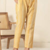 Yellow  Floral Print V Neck 3 Pcs Suit