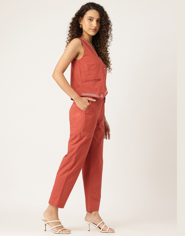 Rust waist coat set 2 piece