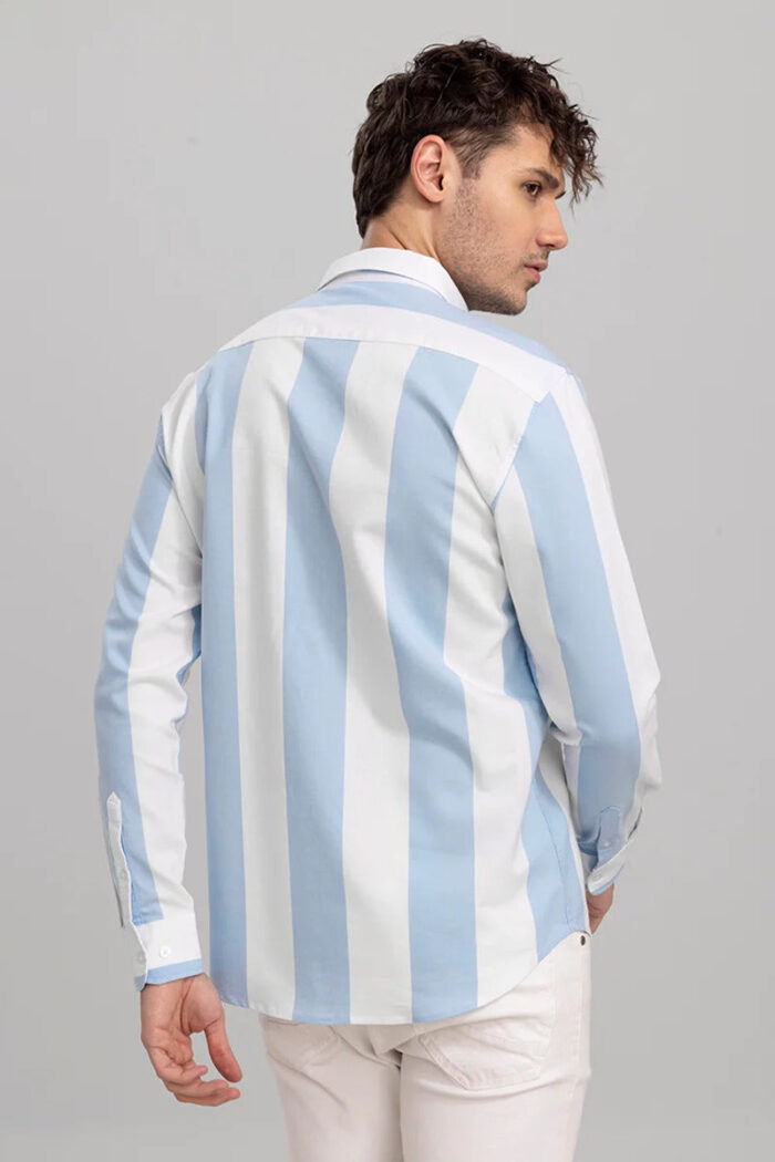 Premium Oxford Cotton Blue Stripes Casual Shirt (SF)