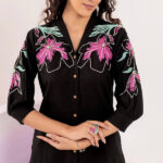 Avery black embroidered co-ord set trooking