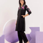 Avery black embroidered co-ord set trooking
