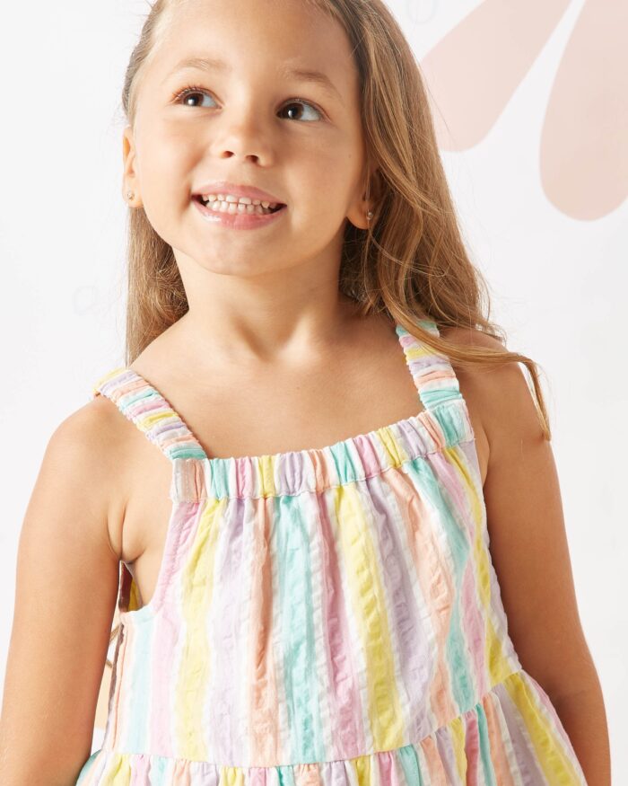 multicolor sleeveless striped dress