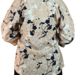 Beige Floral Print Button-Down Top