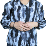 Women Black Melino Print Queen Collar Shirt