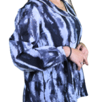 Women Black Melino Print Queen Collar Shirt