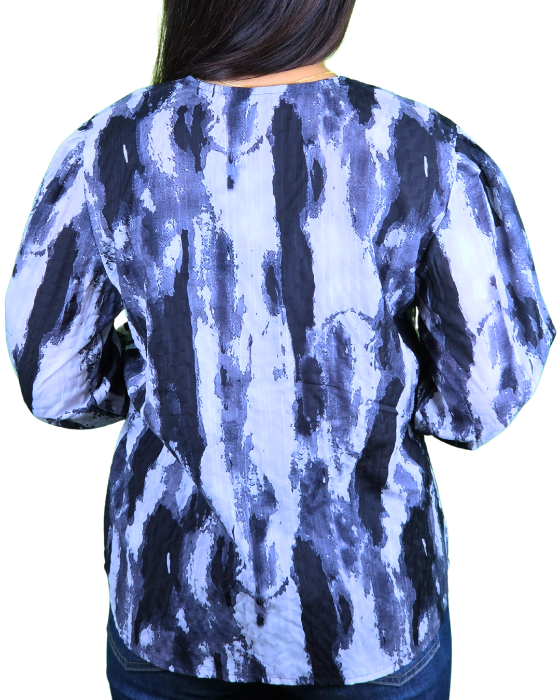 Women Black Melino Print Queen Collar Shirt