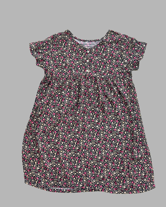 Black Multi Colour Floral Pattern Kids Frock