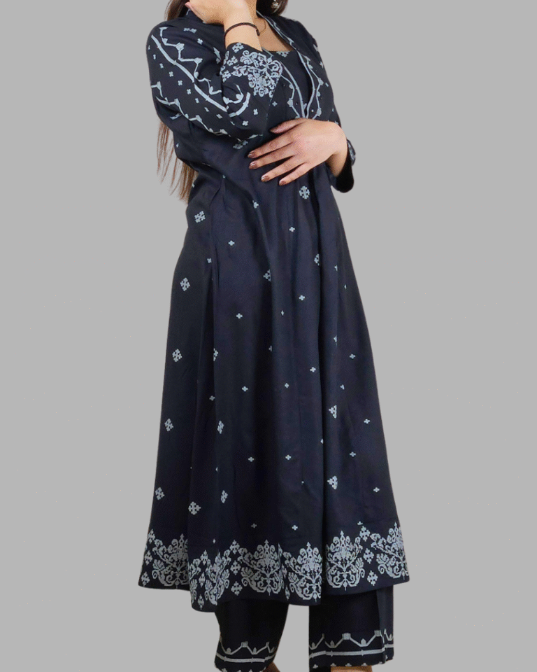 Black_V_Neck_2_Pcs_Anarkali_Kurta_Set_11 Black V Neck 2 Pcs Anarkali Kurta Set