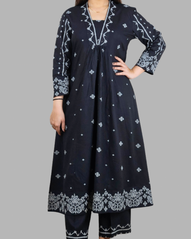 Black_V_Neck_2_Pcs_Anarkali_Kurta_Set_13 Black V Neck 2 Pcs Anarkali Kurta Set