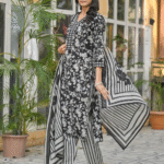 Black V Neck 3 Pcs Suit