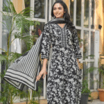 Black V Neck 3 Pcs Suit