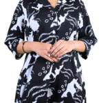 Black_V_Neck_Glam_Print_Long_Top black v neck top_trooking