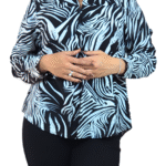 Black With White Mandarin Neck Tunic Top