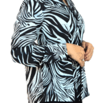 Black With White Mandarin Neck Tunic Top