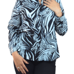 Black With White Mandarin Neck Tunic Top