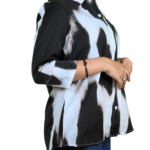 Black Collar Neck Glam Print Shirt