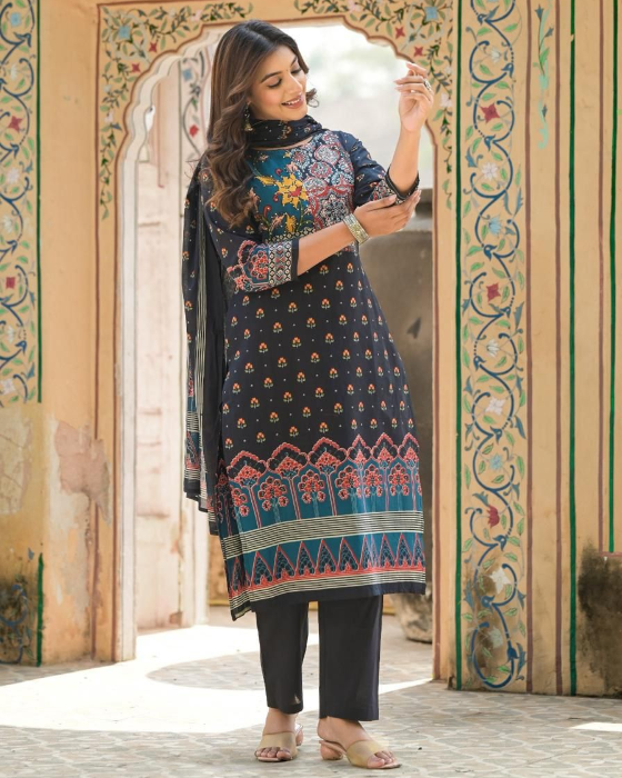 Blue_Ajrak_Print_3_Pcs_Suit Blue Ajrak Print 3 Pcs Suit