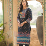 Blue Ajrak Print 3 Pcs Suit