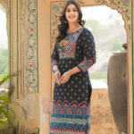 Blue Ajrak Print 3 Pcs Suit