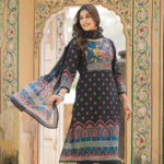 Blue Ajrak Print 3 Pcs Suit