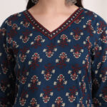 Blue Anarkali Ajrak Print Kurta Set
