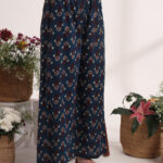 Blue Anarkali Ajrak Print Kurta Set