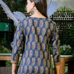 Blue Cotton Paisley Ajrak Print Top