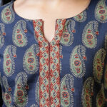 Blue Cotton Paisley Ajrak Print Top