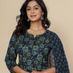 Red Digital Print Cotton 3 Pcs Suit