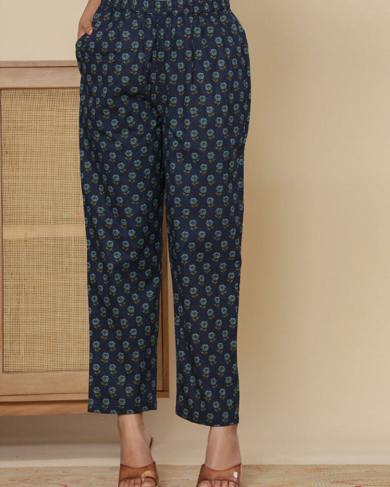 Blue Digital Print Cotton 3 Pcs Suit