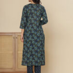 Blue Digital Print Cotton 3 Pcs Suit