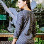 Blue Floral Ajrak Print Top