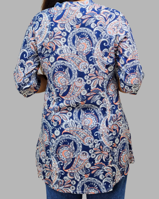 Blue Floral Digital Print Kurti