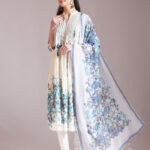 Blue Fusion With White-Tassel Work Malchanderi 3 piece set