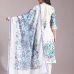 Blue Fusion With White-Tassel Work Malchanderi 3 piece set