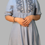 Blue Round Neck Tunic Top