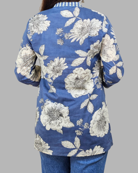 Blue Sunflower Print Kurti