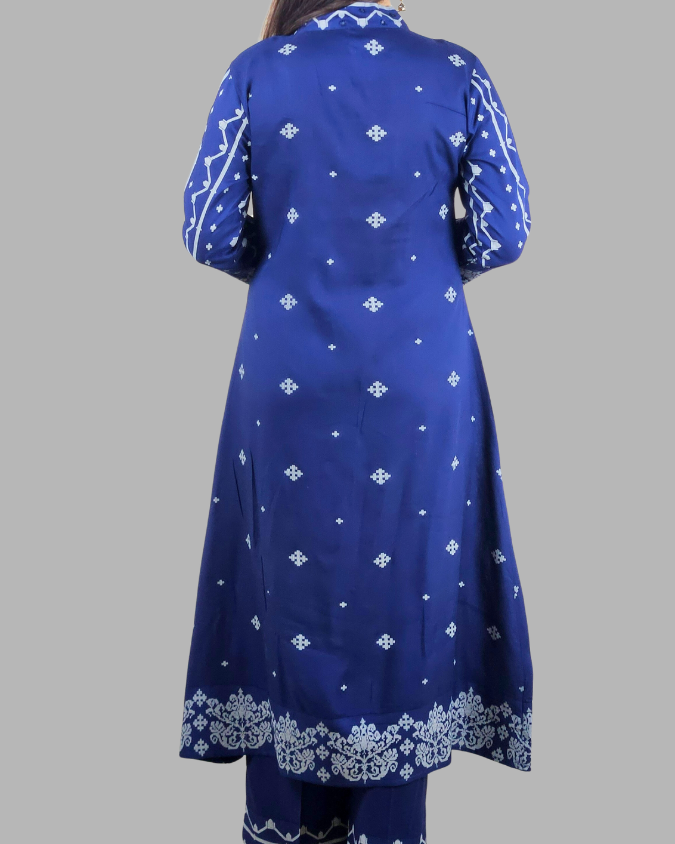 Blue_V_Neck_2_Pcs_Anarkali_Kurta_Set_6 Blue V Neck 2 Pcs Anarkali Kurta Set