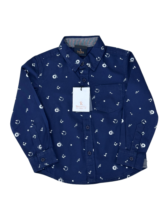 Boy's Blue Printed Shirt
