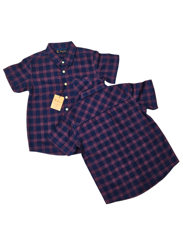 Boy's Blue With Red Checks Shirts