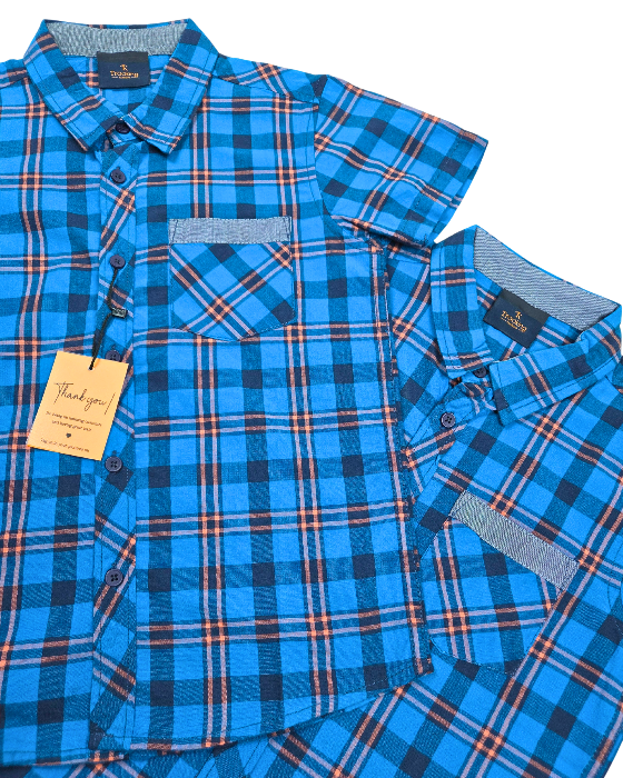 Boy's Blue and Orange Checks Shirts