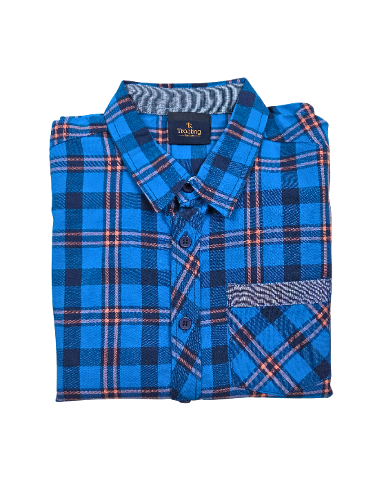 Boy's Blue and Orange Checks Shirts