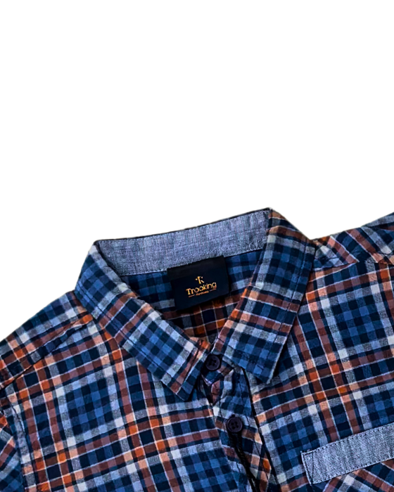 Boy's Blue with orange Checks Shirt