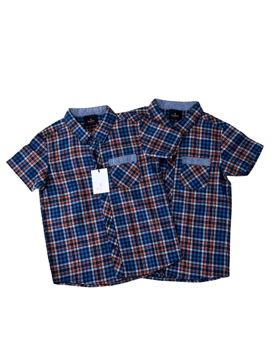 Boy's Blue with orange Checks Shirt