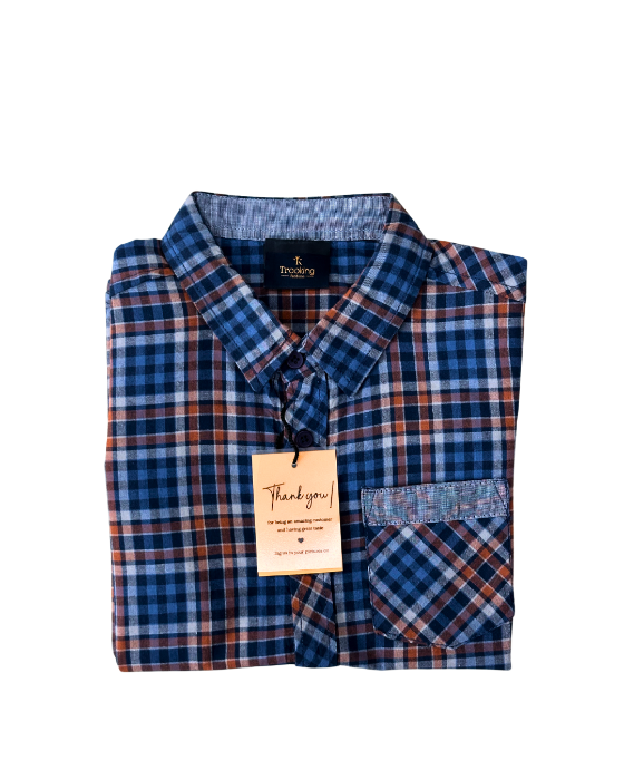 Boy's Blue with orange Checks Shirt