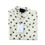 Boy's Cream with Blue Print Shirt