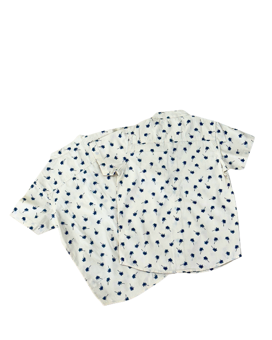 Boy's Cream with Blue Print Shirt