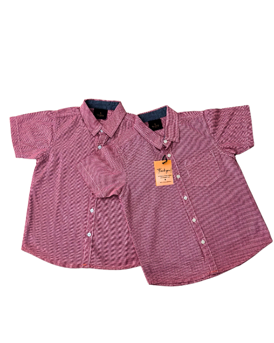 Boy's Dark Pink Half Sleeves Shirt