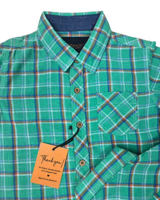 Boy's Green Check Shirt